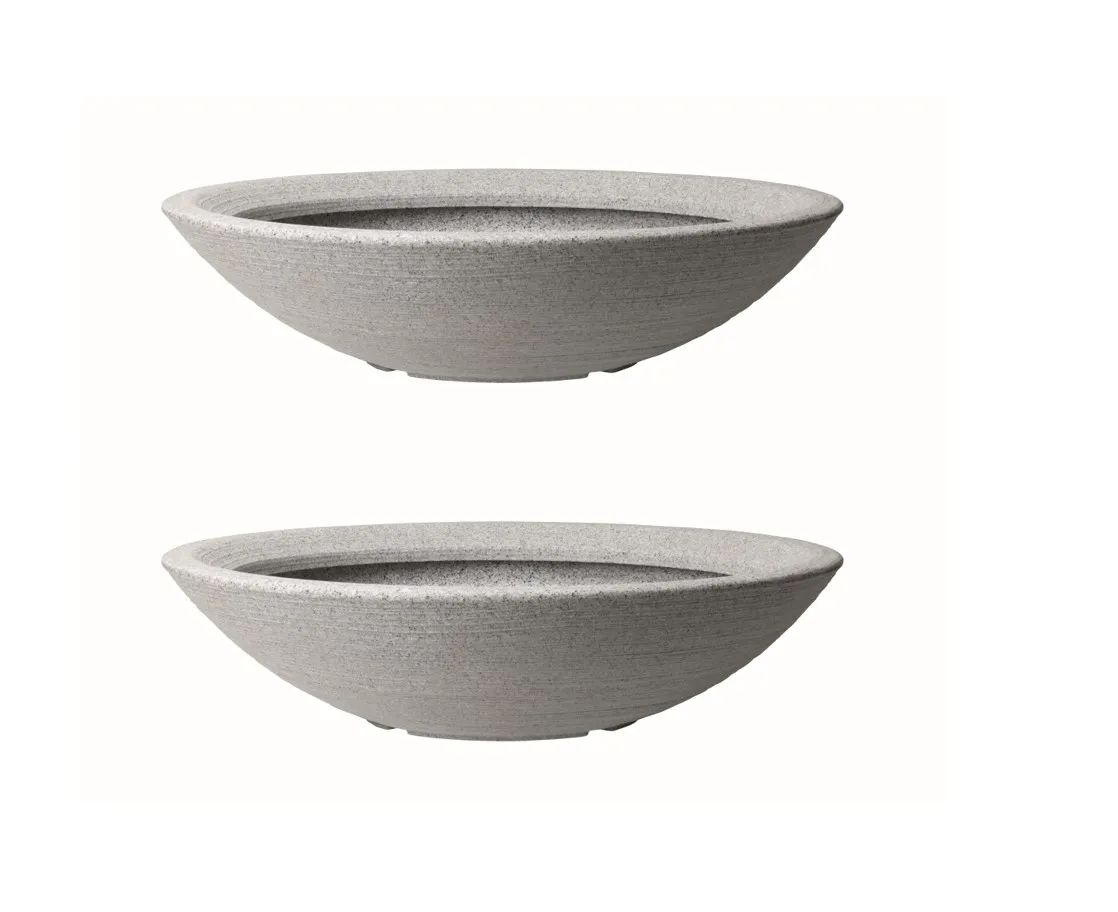 Varese Low Bowl Planter 60cm Set of 2 - Alpine Grey