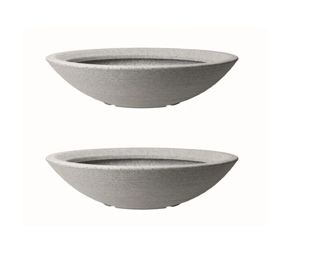 Varese Low Bowl Planter 60cm Set of 2 - Alpine Grey