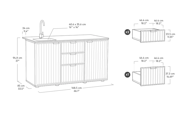 מטבח חוץ קומפקטי ונציאני - דמוי עץ בגווני חום