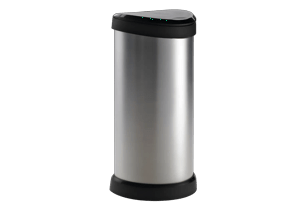 Decobin Push Prullenbak 40L - Zilver - Prullenbakken