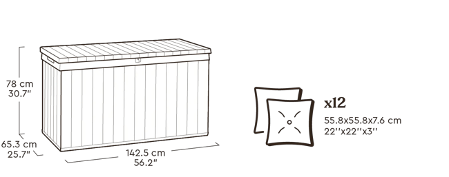 Coffre de jardin Cortina 570L - Gris Aspect Bois