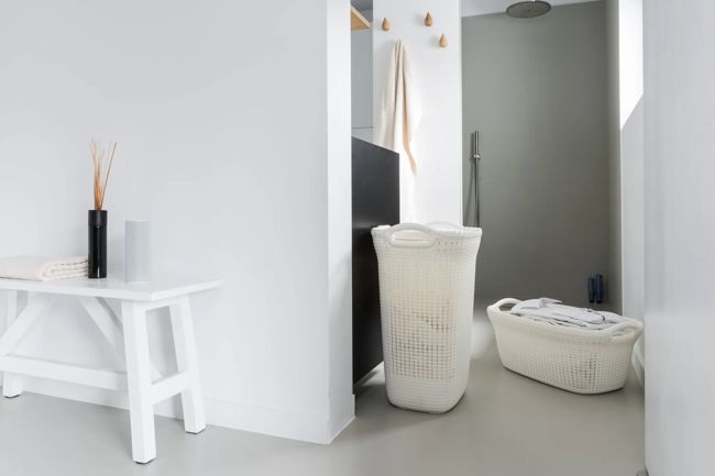 סל כביסה סרוג 57 ליטר - לבן