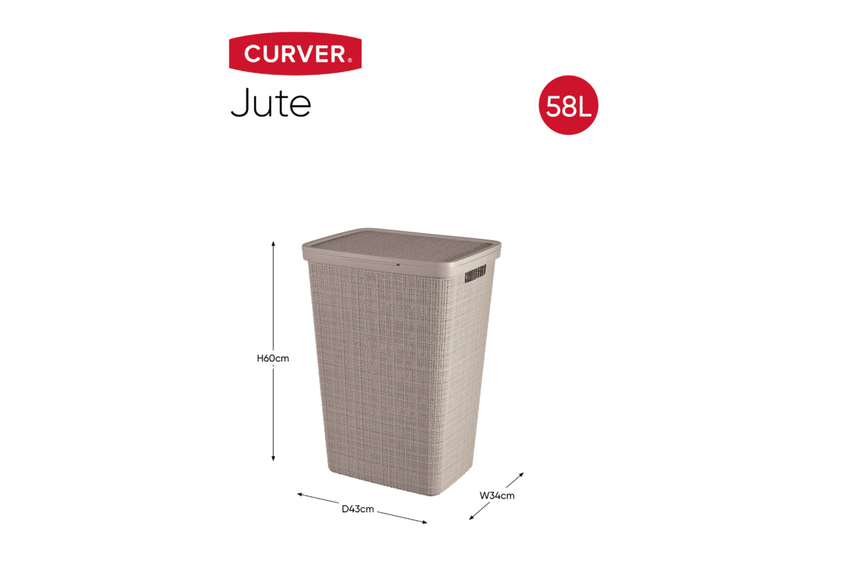 Jute Wasmand 58L - Taupe