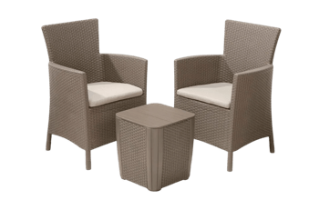 Conjunto de exterior de 2 plazas Iowa - Capuchino - Conjunto de sillas y mesa