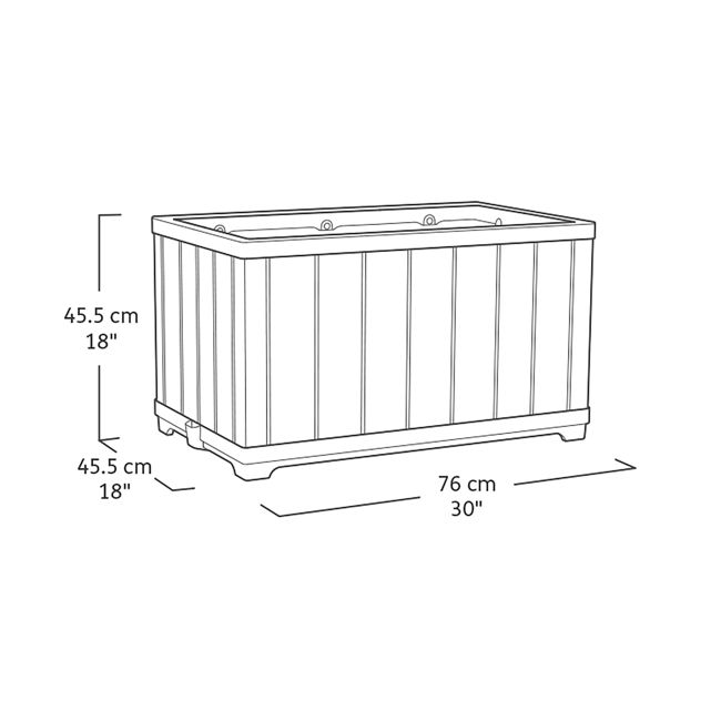 עציץ דקו מלבני - דמוי עץ בגווני חום