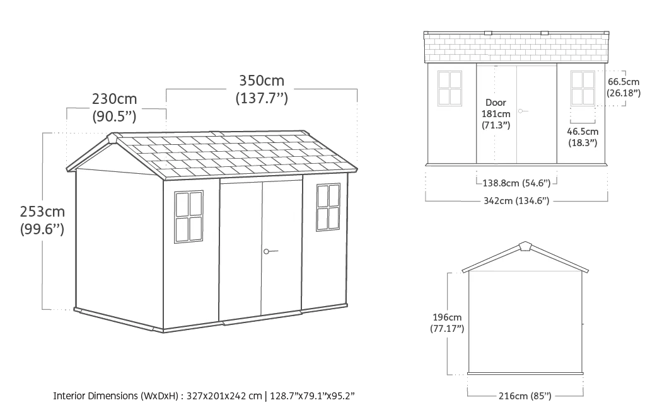 Oakland Gerätehaus 1175  - 350x230x253cm - Graubraun