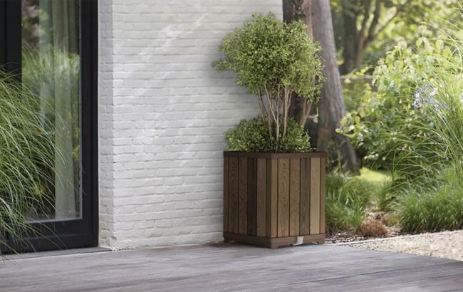 Macetero de exterior Signature alto - 45,5x45,5x55 cm y 74L - Marrón