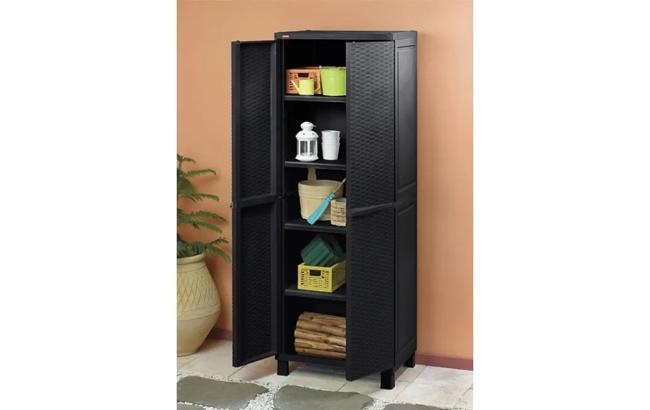 ארון שירות ראטן גבוה  - שחור thumbnail