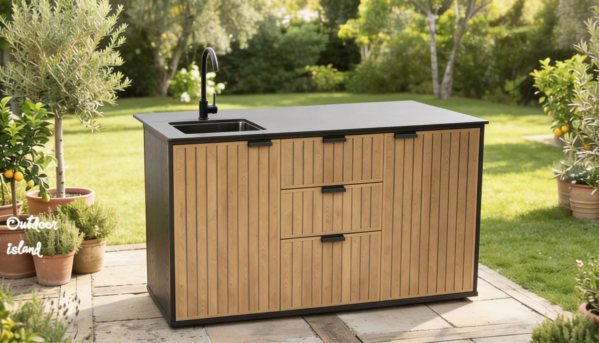 Outdoor Kitchen with Sink Venetian Brown - Keter US