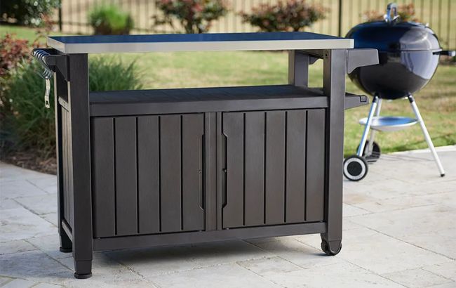 Unity XL Brown Outdoor Kitchen Cart with Storage - Keter US