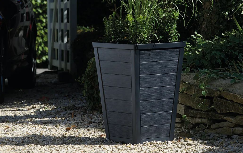 Taper Square Planter 37cm Set of 2 - Graphite