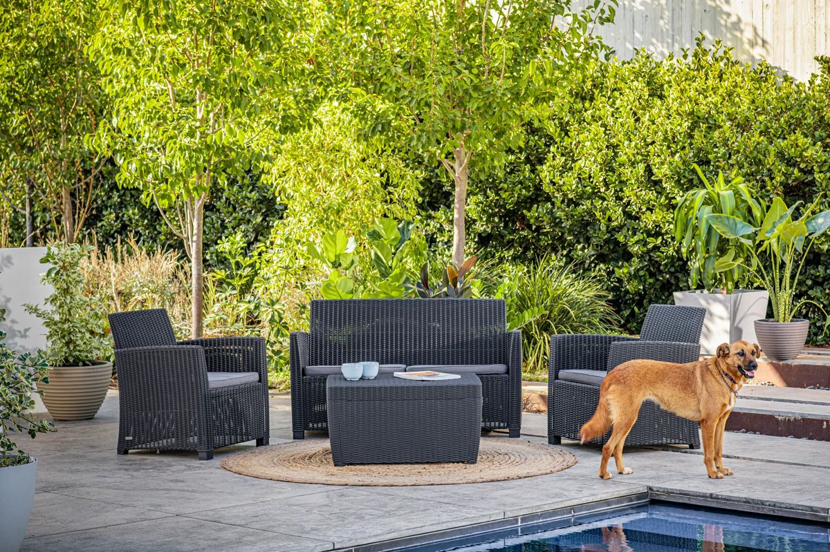 Mia 4 Seater Lounge Set With Storage Table - Graphite