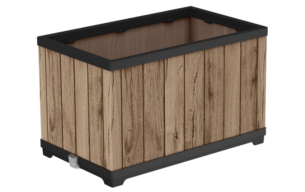 Self Watering Pine Brown Large Rectangular Planter - Keter US