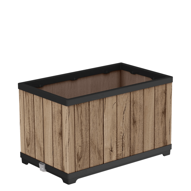 עציץ דקו מלבני - דמוי עץ בגווני חום