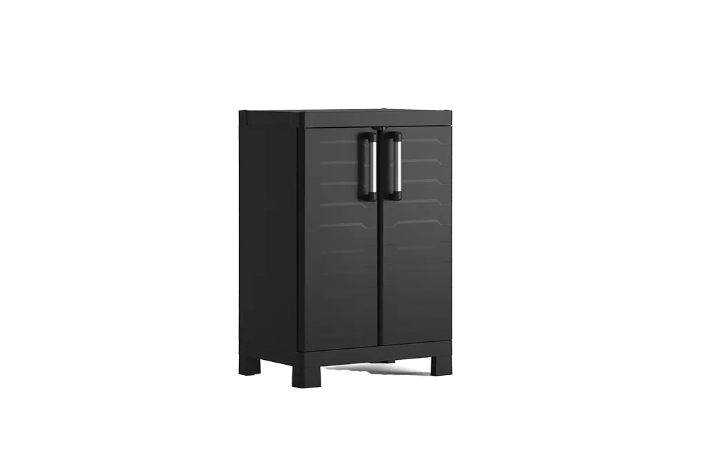 Armario bajo de resina Detroit - 97x45x65 cm. - Negro