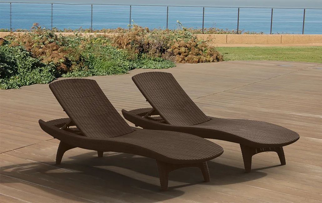 Pacific Patio Lounge Set Sun Chairs - Brown - Keter US