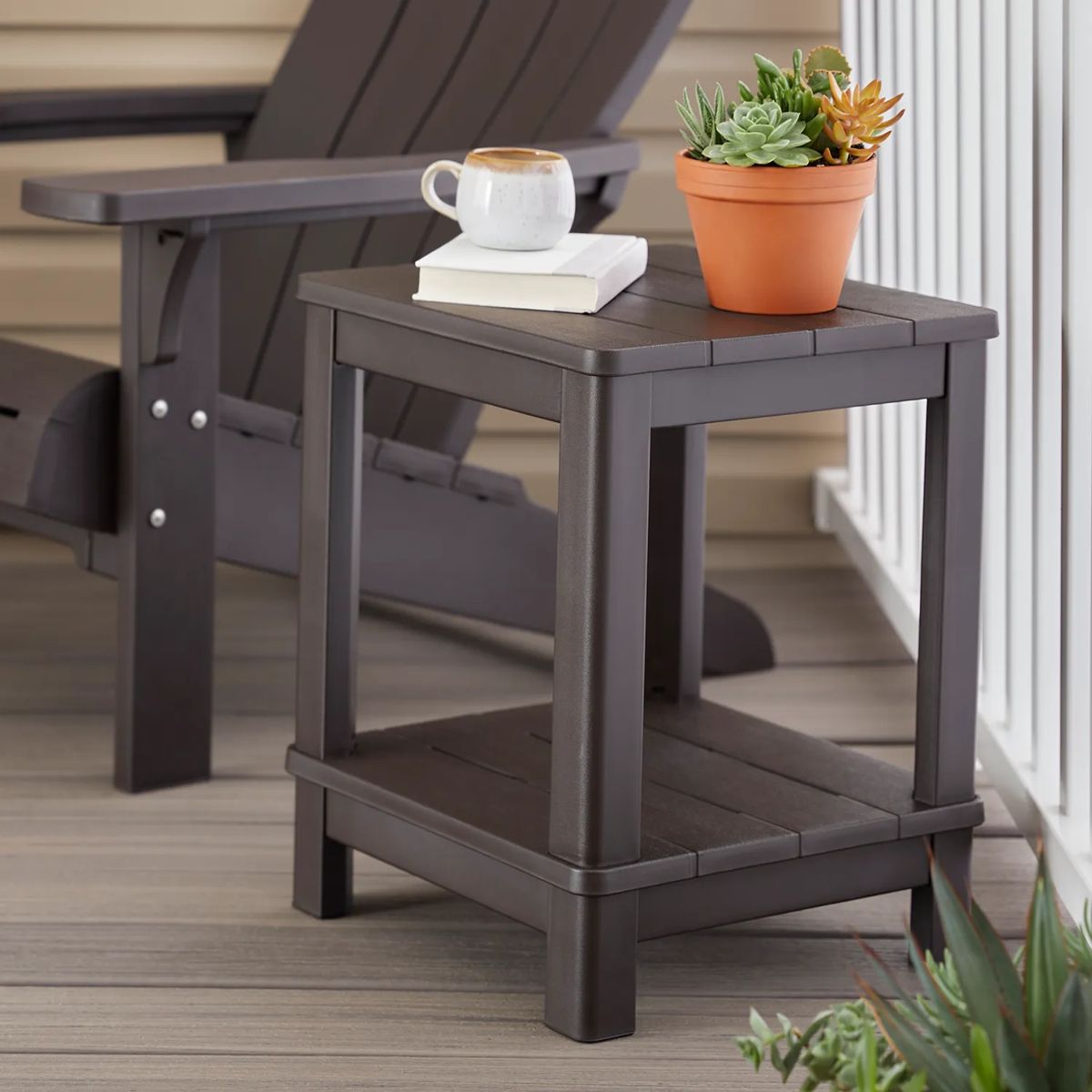 Deluxe Adirondack Two Tier Side Table - Brown - Keter US