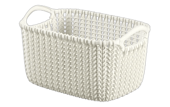 סלסלה סרוגה קטנה מלבנית 3 ליטר (דגם KNIT 3675) - לבן - סלסלות אחסון