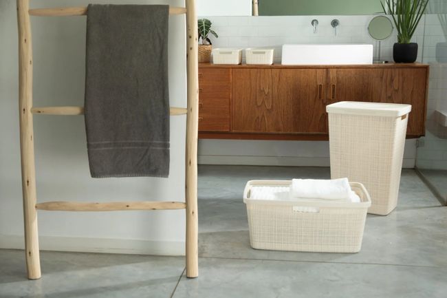 סל כביסה יוטה 58 ליטר JUTE - קרם