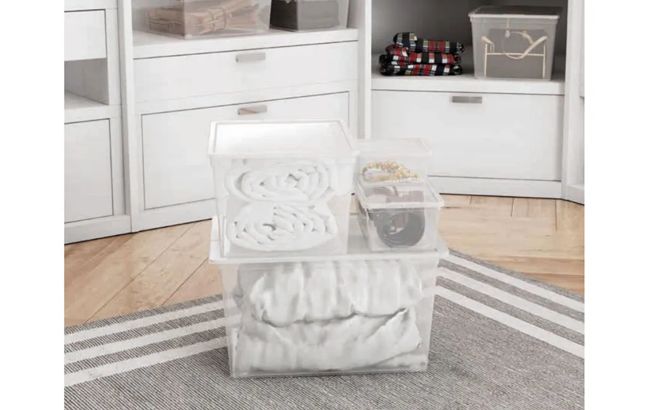 קופסא לאחסון סטייל 11 ליטר - שקוף\לבן