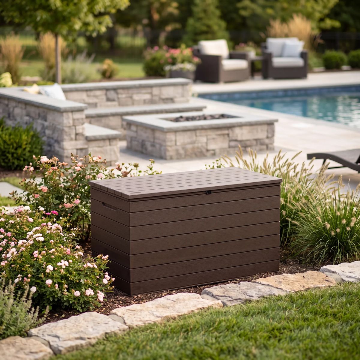 Astoria 150 Gallon Deck Box - Brown - Keter US