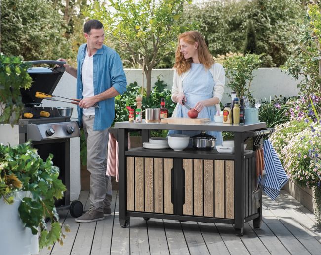 Unity XL Outdoor Kitchen BBQ Table  - Ashwood Brown