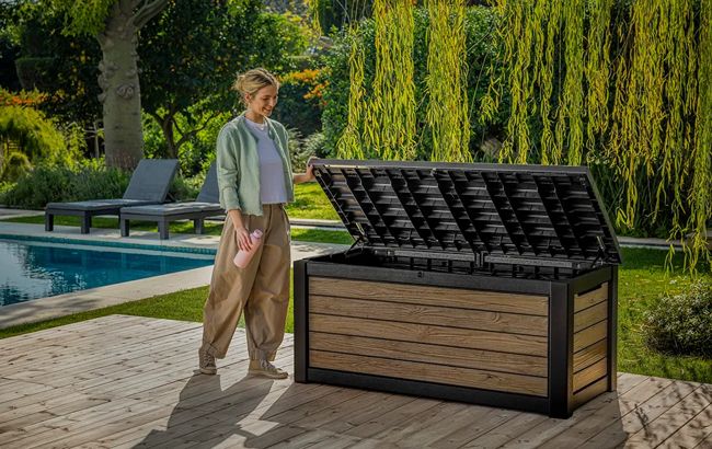 Coffre de jardin Signature 630L - Marron aspect Douglas