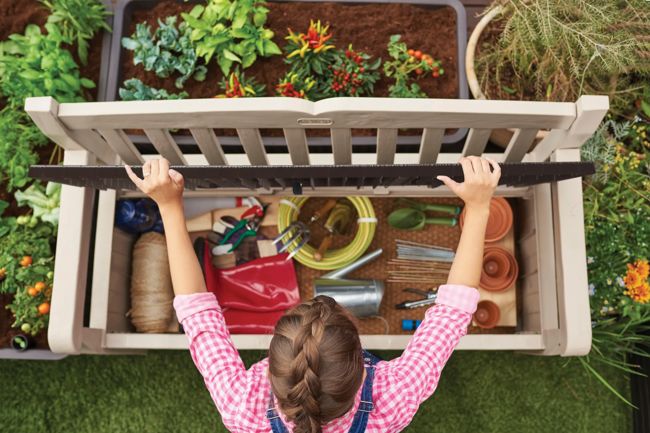 ספסל אחסון עדן 265 ליטר - בז'+חום