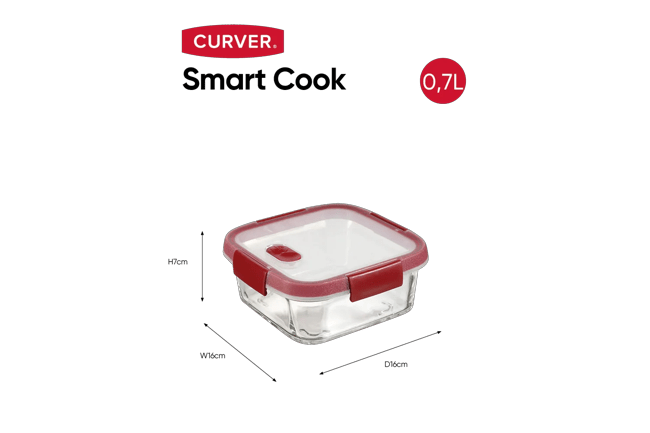 Smart Cook Vershoudsdoos 0,7L - Transparant/Rood