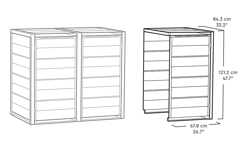 Hide Away 1x240L Multifunktionsbox Erweiterung - Grau