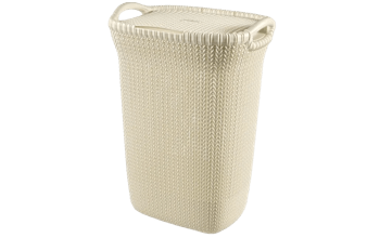 סל כביסה סרוג 57 ליטר - לבן - סלי כביסה