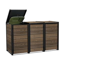 Signature Hide Away Containerberging - 3x240L - Walnut - Tuinberging