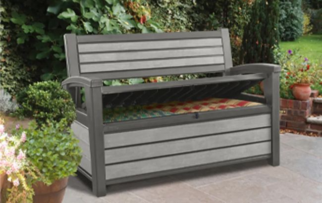 Keter Hudson 227L Storage Bench - Grey - Keter UK