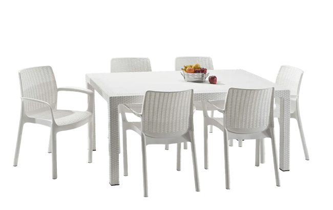 פינת אוכל באלי- שולחן ו 6 כיסאות - לבן