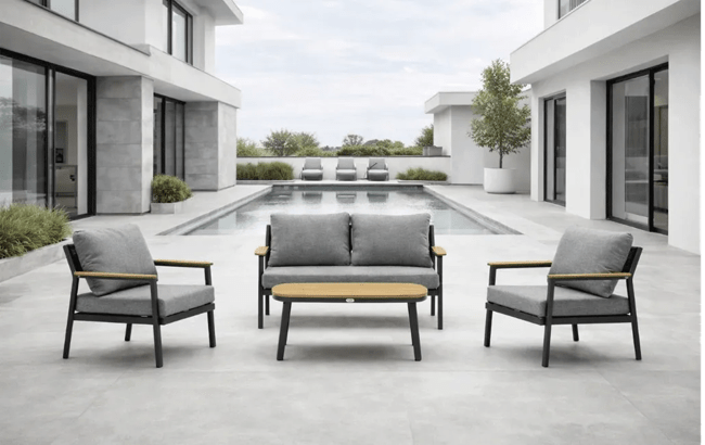 סט מערכת ישיבה פוקט אלומניום - אפור גרפיט