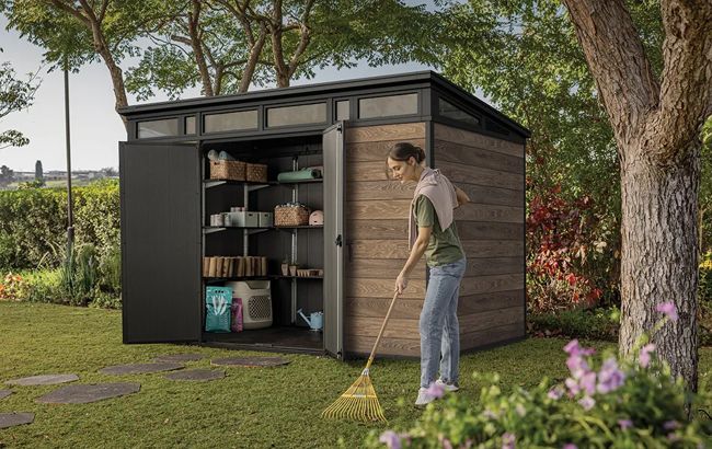 Signature Walnut Brown Large Storage Shed - 11x7 Shed - Keter US