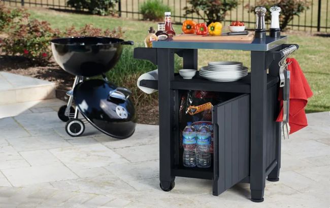 יוניטי מזנון ברביקיו קטן עם משטח נירוסטה - אפור כהה