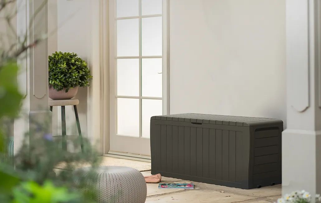 71 Gallon Storage Marvel Deck Box Taupe - Keter US
