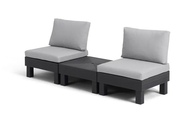 Salon de jardin Elements modulable 2 fauteuils et Table basse - Noir