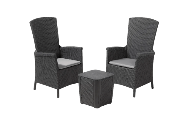 Vermont Balcony Set - Adjustable, Reclining Backrest - Grey