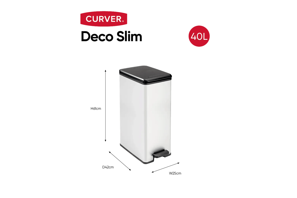 Decobin Slim Prullenbak 40L - Zilver