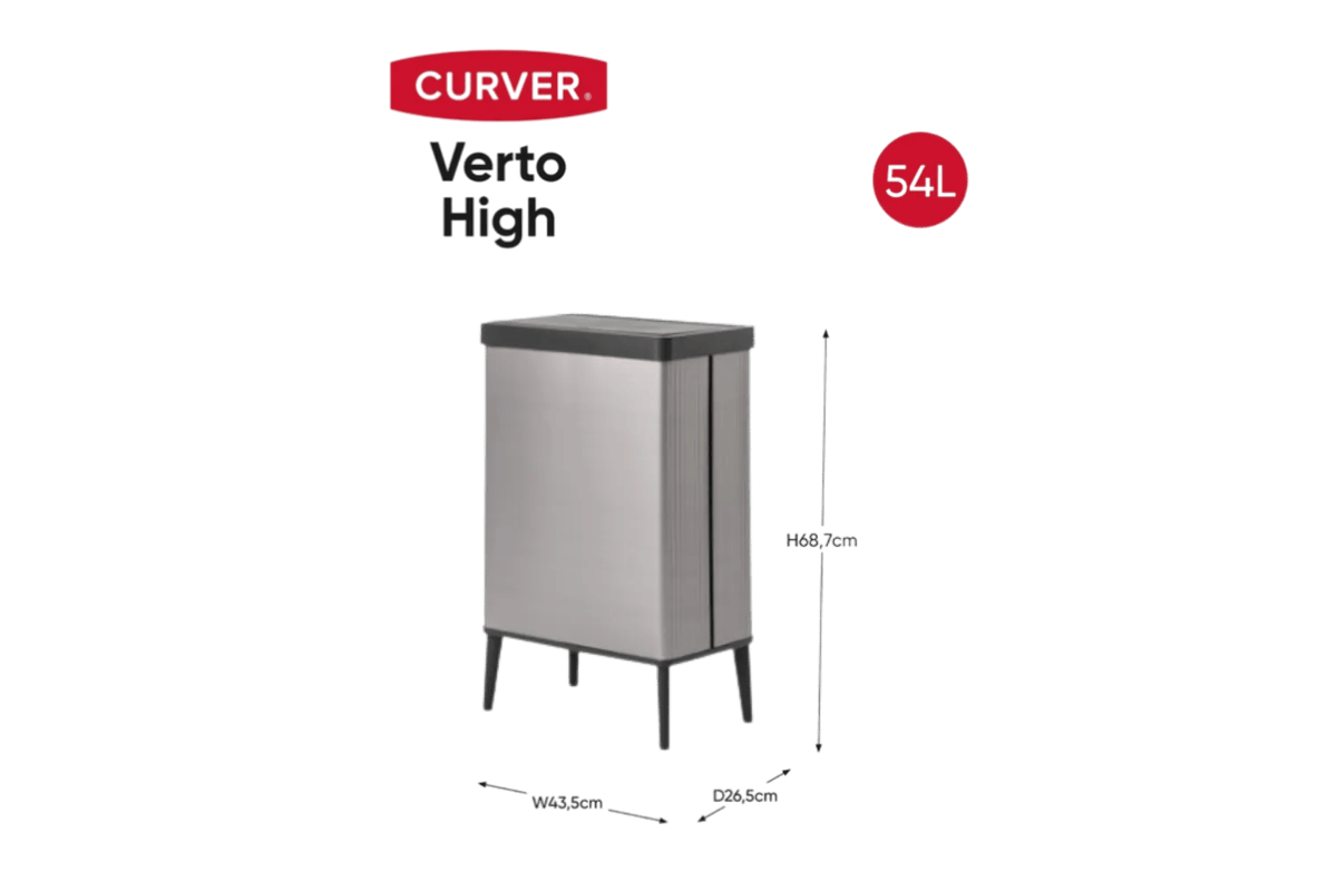 Verto High Prullenbak 54L - Grijs