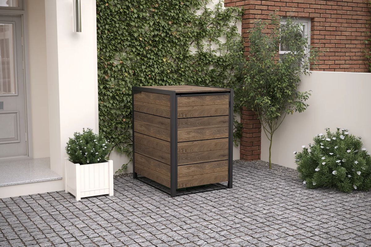 Hide Away 96 Gallon Single Trash Can Shed - Brown - Keter US