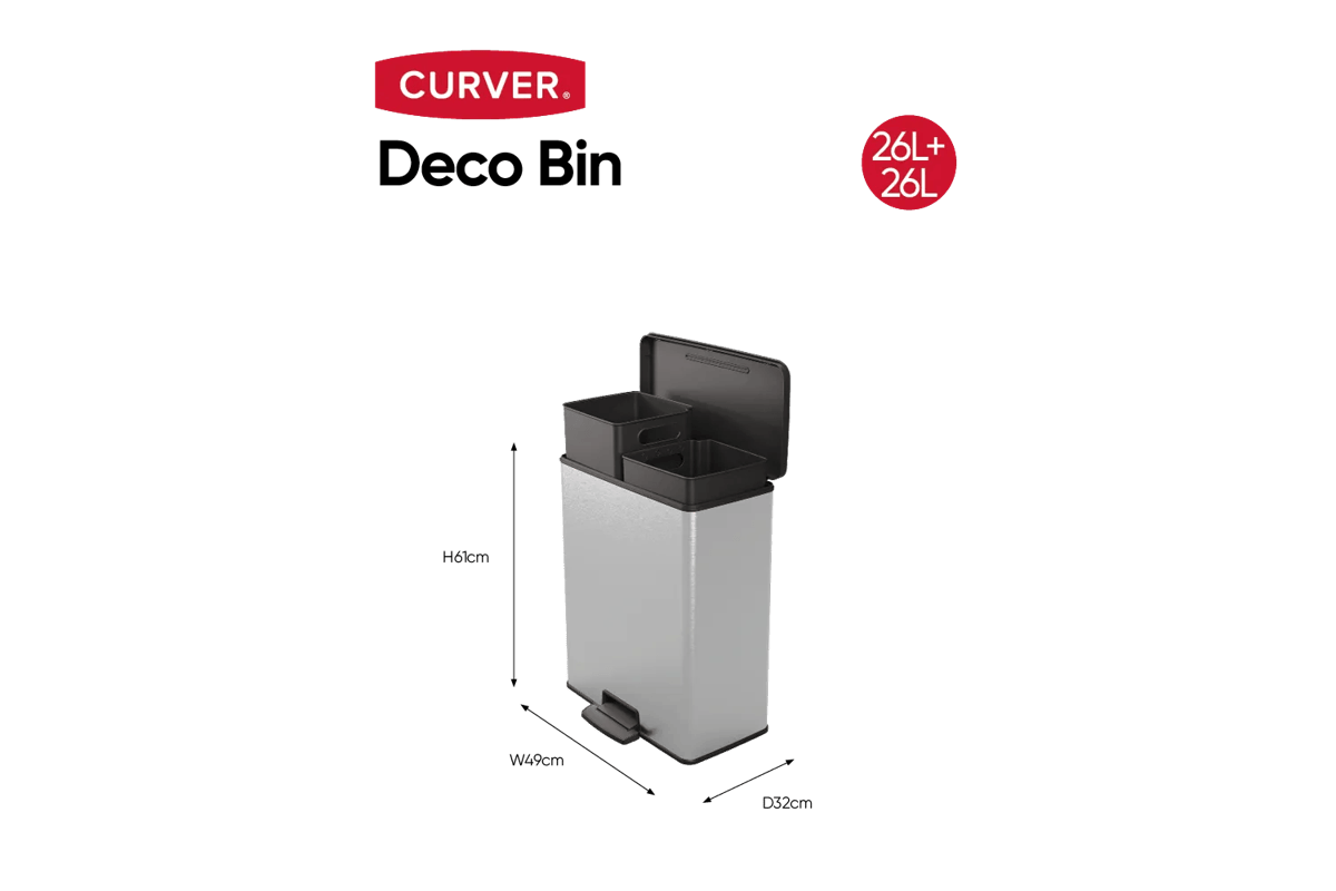 Decobin Duo Prullenbak 26L+26L - Zilver
