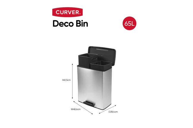 Decobin Duo Prullenbak 26L+26L - Zilver