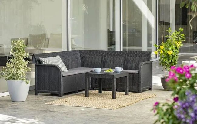 פינת ישיבה רוסלי - 5 מושבים פינתית - אפור כהה