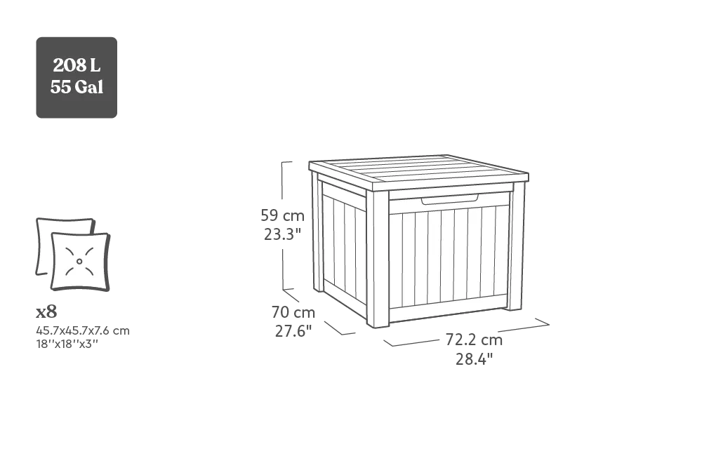 Cube Aufbewahrungstisch 42x42x39cm - Graphit