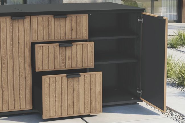 מטבח חוץ קומפקטי ונציאני - דמוי עץ בגווני חום