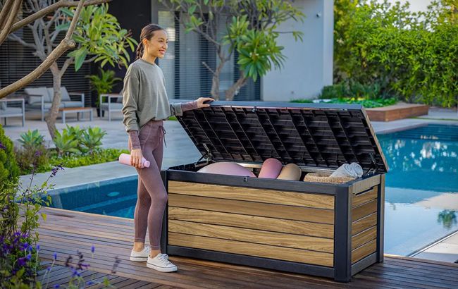 ארגז אחסון דקו 165 גלון | Carton - דמוי עץ בגווני חום