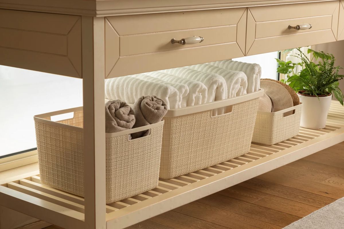 Jute Wasmand 46L - Wit